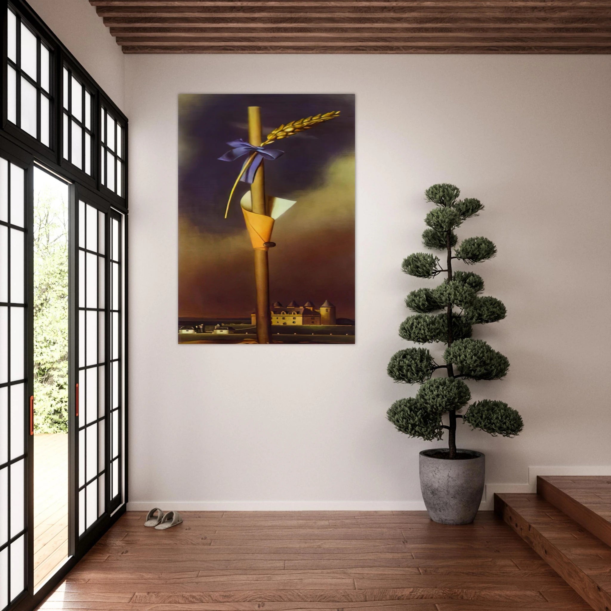 BLUE KNOT AND EAR OF WHEAT NEXT TO THE CASTLE - Salvador Dali Art Print - A0 (84.1 x 118.9  cm) / 33.1 × 46.8 inches | Salvador Dali Poster | Salvador Dali Prints