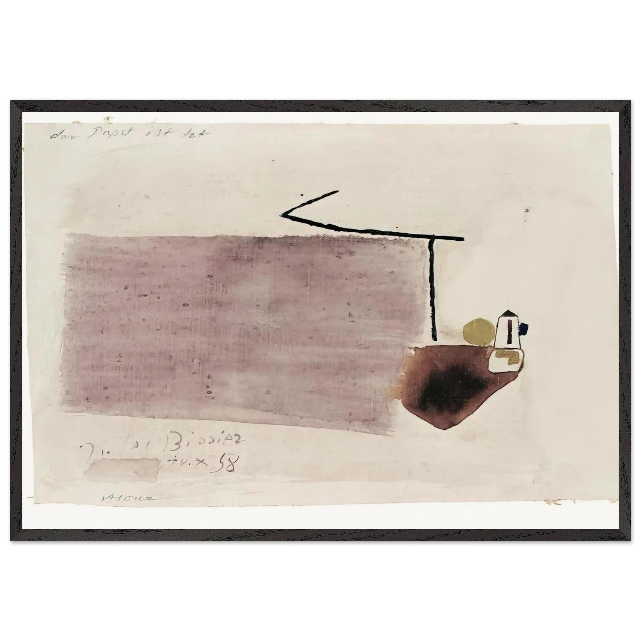 14.X.58 - 1958 - Julius Bissier Framed Art Print - 70x100 cm / 28x40 inches | Julius Bissier Framed Poster | Julius Bissier Framed prints