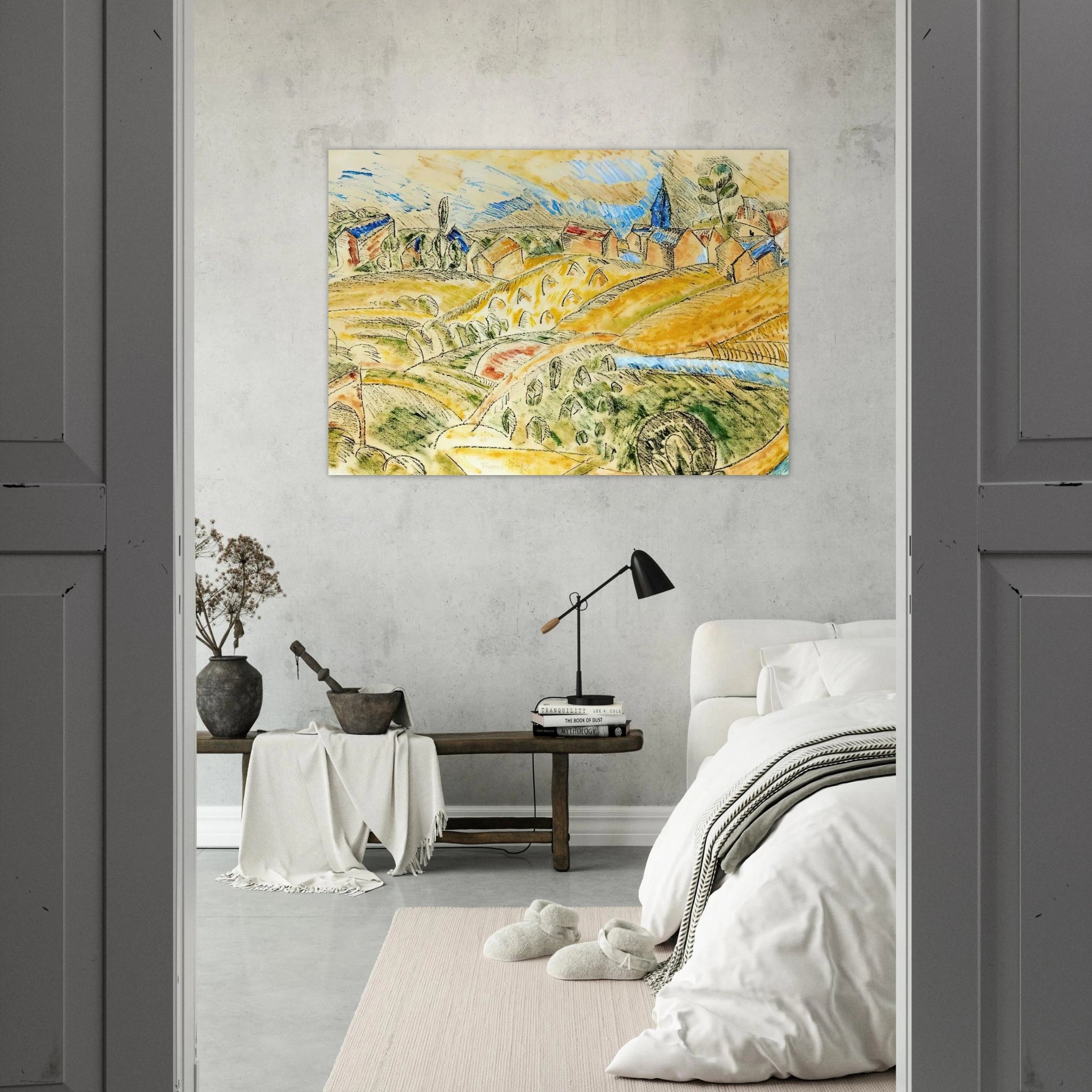 CUBIST LANDSCAPE WITH HAYSTACKS - Raoul Dufy Art Print - A0 (84.1 x 118.9  cm) / 33.1 × 46.8 inches | Raoul Dufy Poster | Raoul Dufy Prints