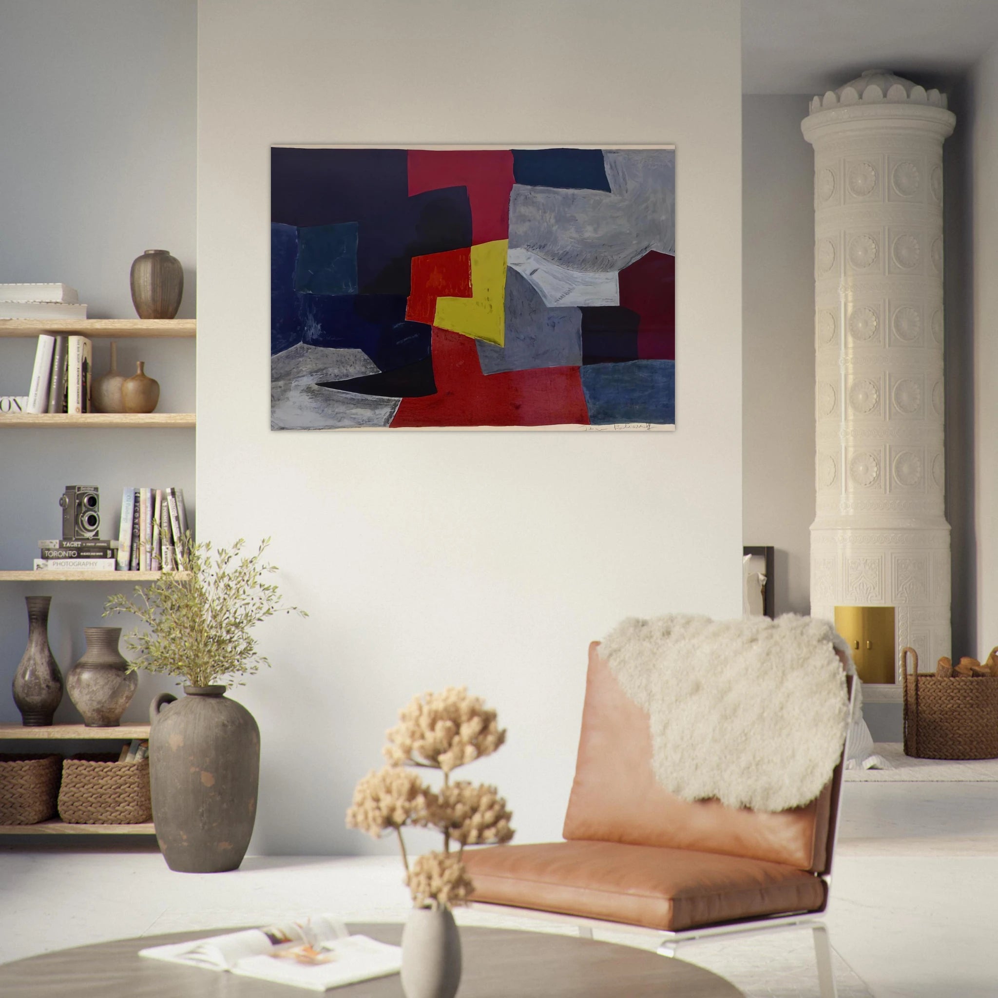 Composition grise, rouge et jaune - 1960 - Serge Poliakoff Art Print - A0 (84.1 x 118.9  cm) / 33.1 × 46.8 inches | Serge Poliakoff Poster | Serge Poliakoff Prints