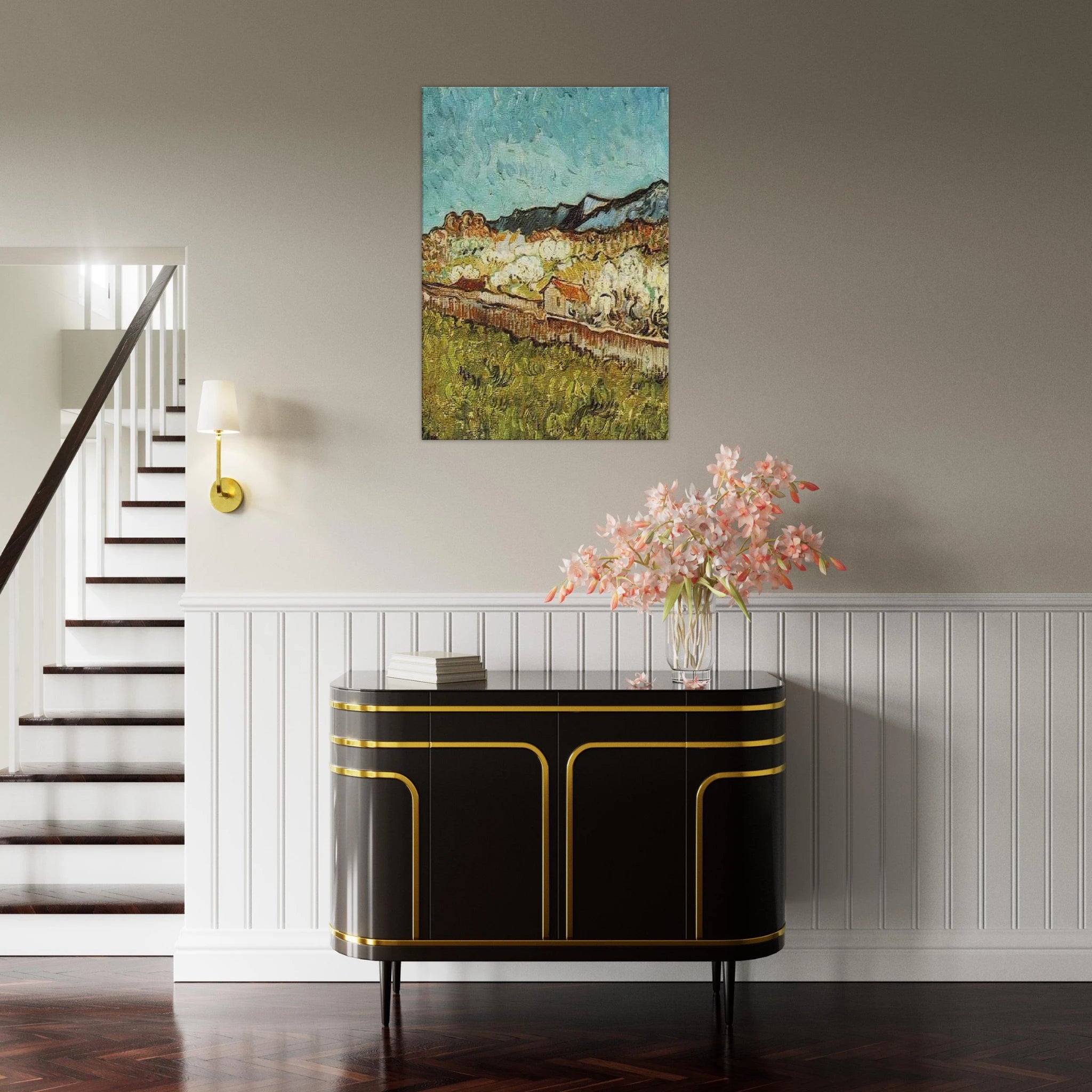 At the Foot of the Mountains - Vincent van Gogh Canvas - 70x100 cm / 28x40 inches | Vincent van Gogh Wrapped Canvas | Vincent van Gogh Wall Art