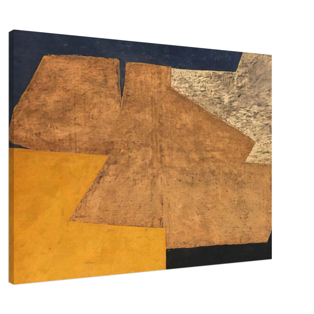 Composition jaune, mauve, bleu et noir La table d'or - 1952 - Serge Poliakoff Canvas - 70x100 cm / 28x40 inches | Serge Poliakoff Wrapped Canvas | Serge Poliakoff Wall Art