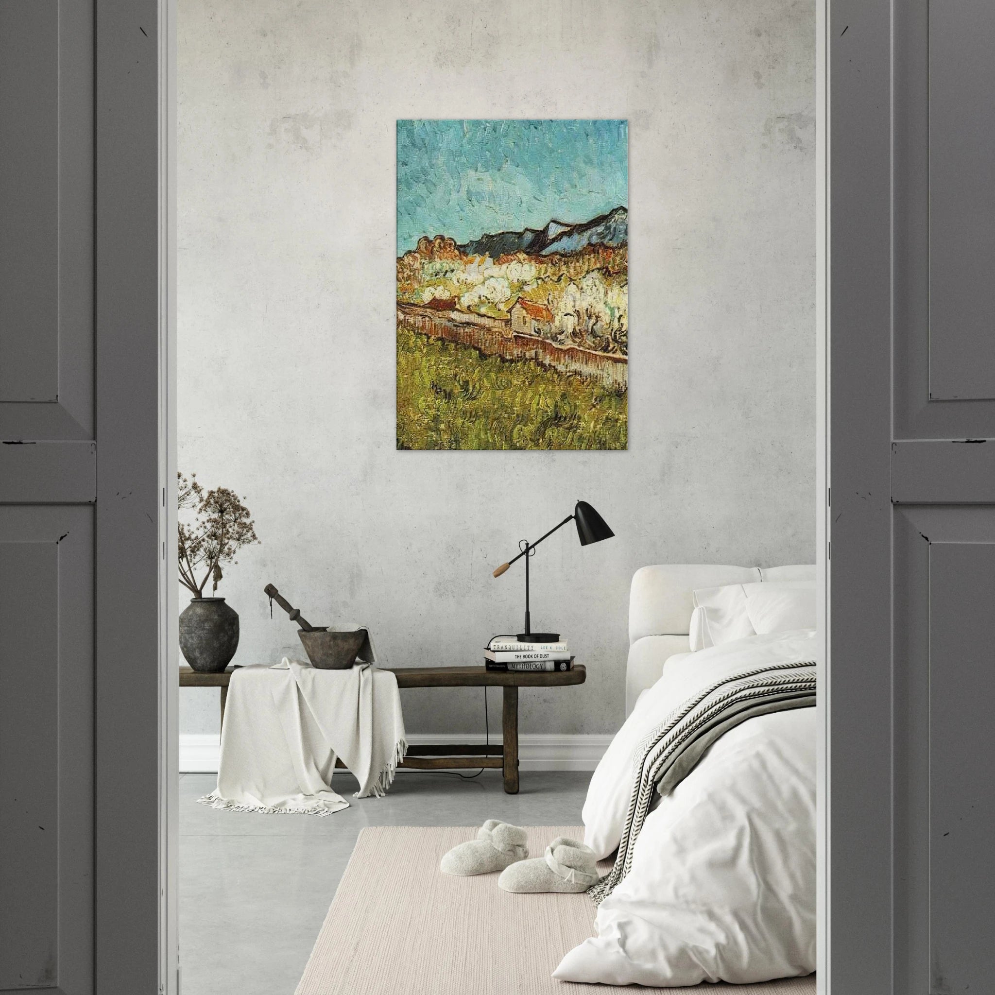 At the Foot of the Mountains - Vincent van Gogh Canvas - 70x100 cm / 28x40 inches | Vincent van Gogh Wrapped Canvas | Vincent van Gogh Wall Art