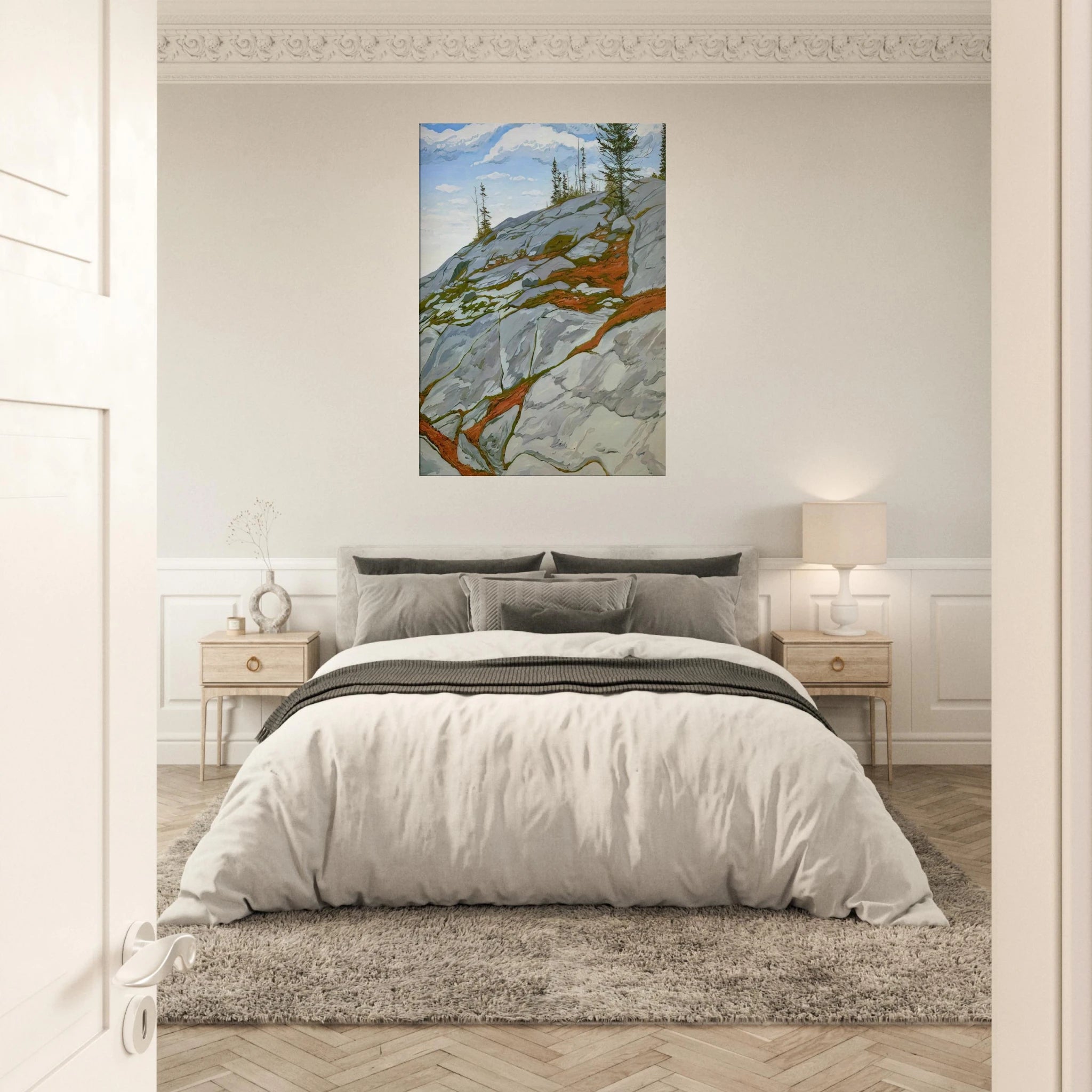 Blueberries in Fissures - 1983 - Neil Welliver Canvas - 70x100 cm / 28x40 inches | Neil Welliver Wrapped Canvas | Neil Welliver Wall Art