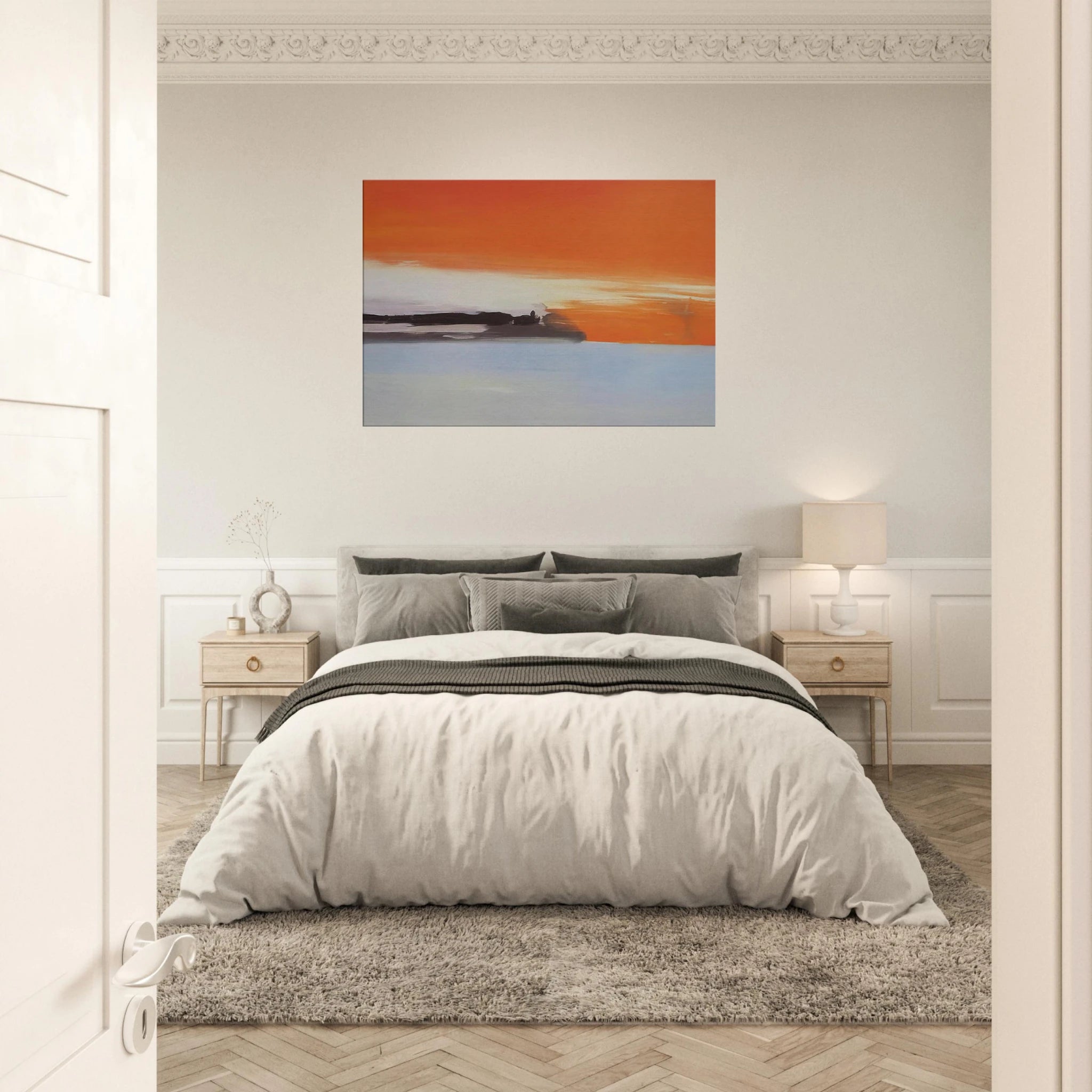 Chemin de fer au bord de la mer, soleil couchant - 1955 - Nicolas de Stael Canvas - 70x100 cm / 28x40 inches | Nicolas de Stael Wrapped Canvas | Nicolas de Stael Wall Art