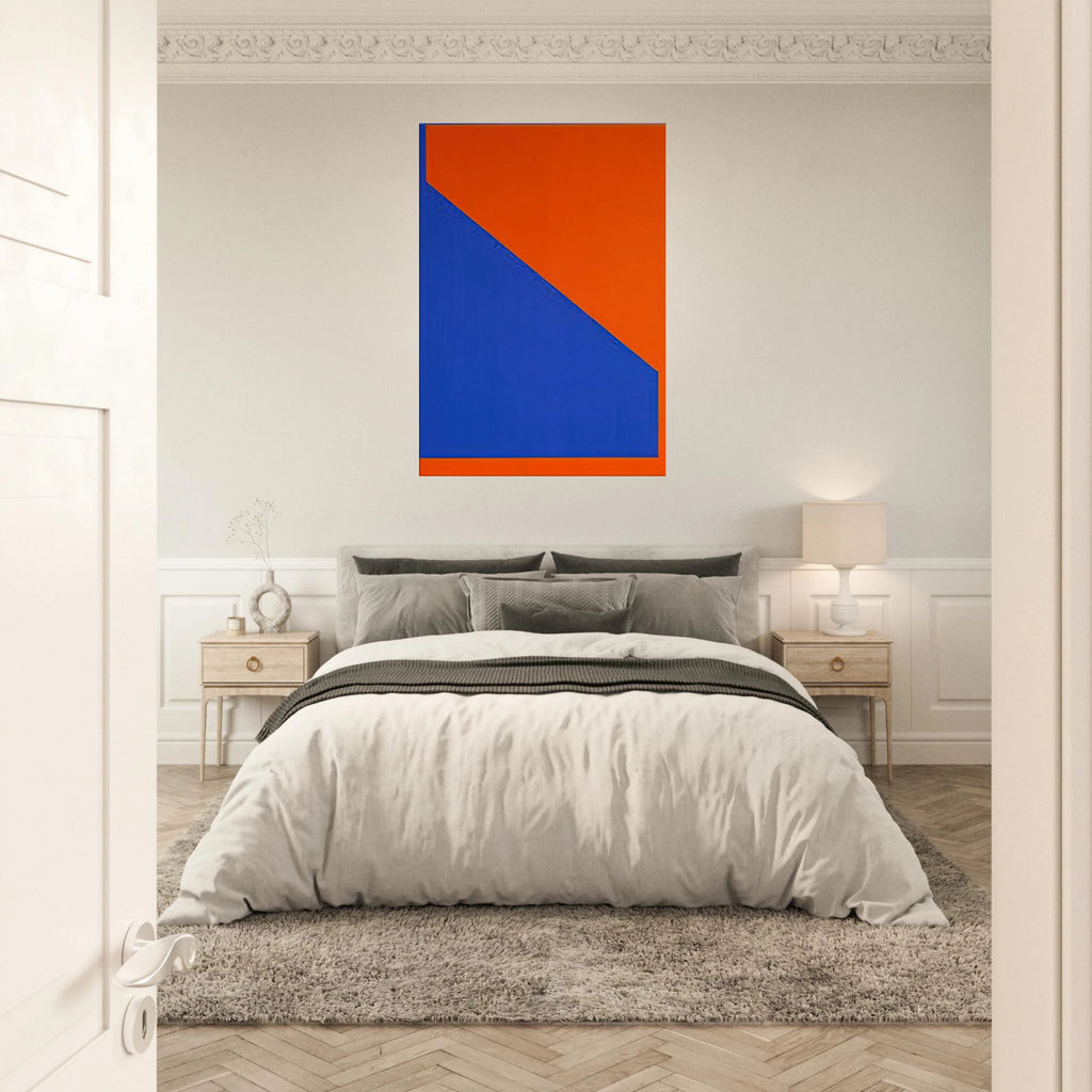 Blue with Orange - 1984 - Carmen Herrera Canvas - 70x100 cm / 28x40 inches | Carmen Herrera Wrapped Canvas | Carmen Herrera Wall Art