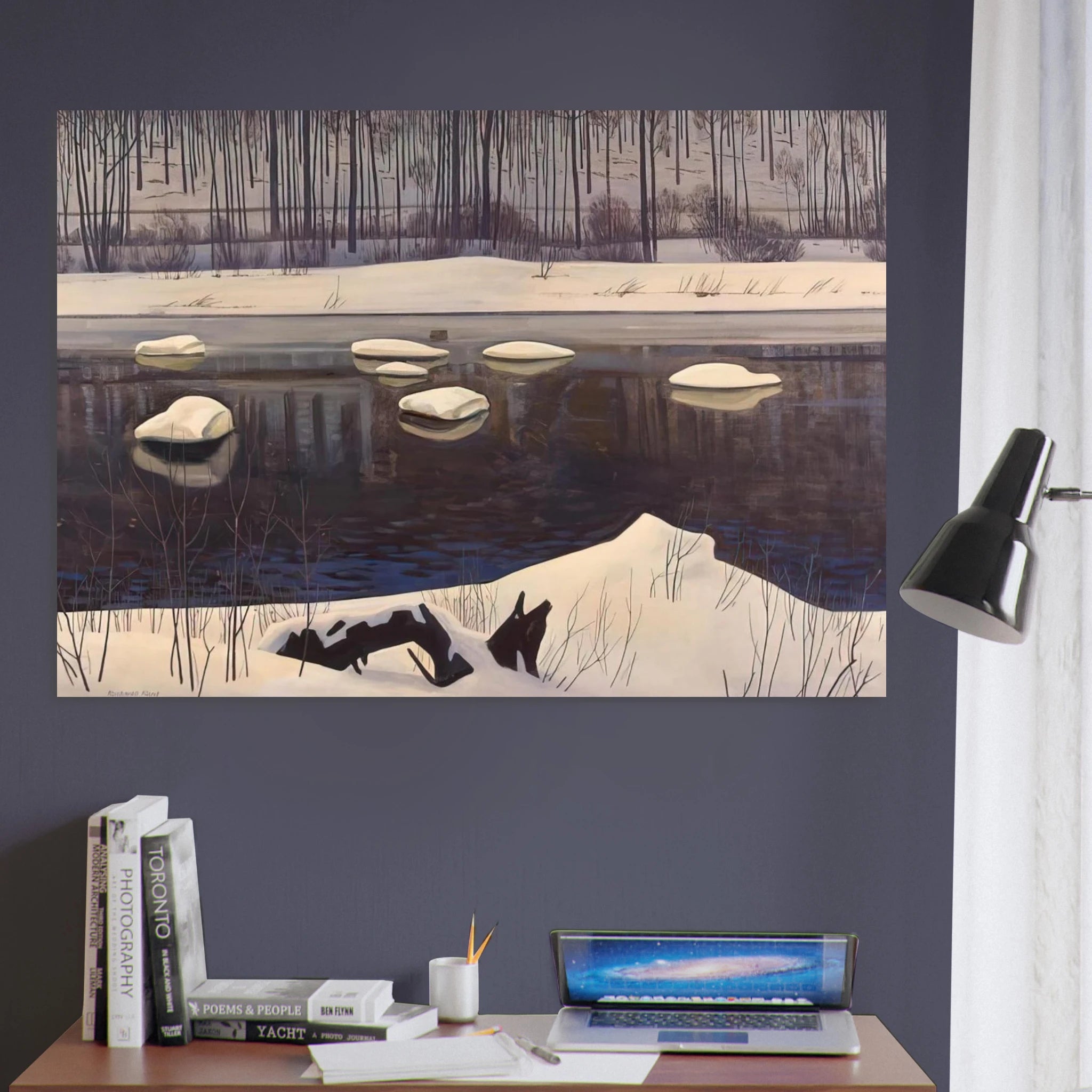 Au Sable River, Winter, Adirondacks - Rockwell Kent Art Print - A0 (84.1 x 118.9  cm) / 33.1 × 46.8 inches | Rockwell Kent Poster | Rockwell Kent Prints