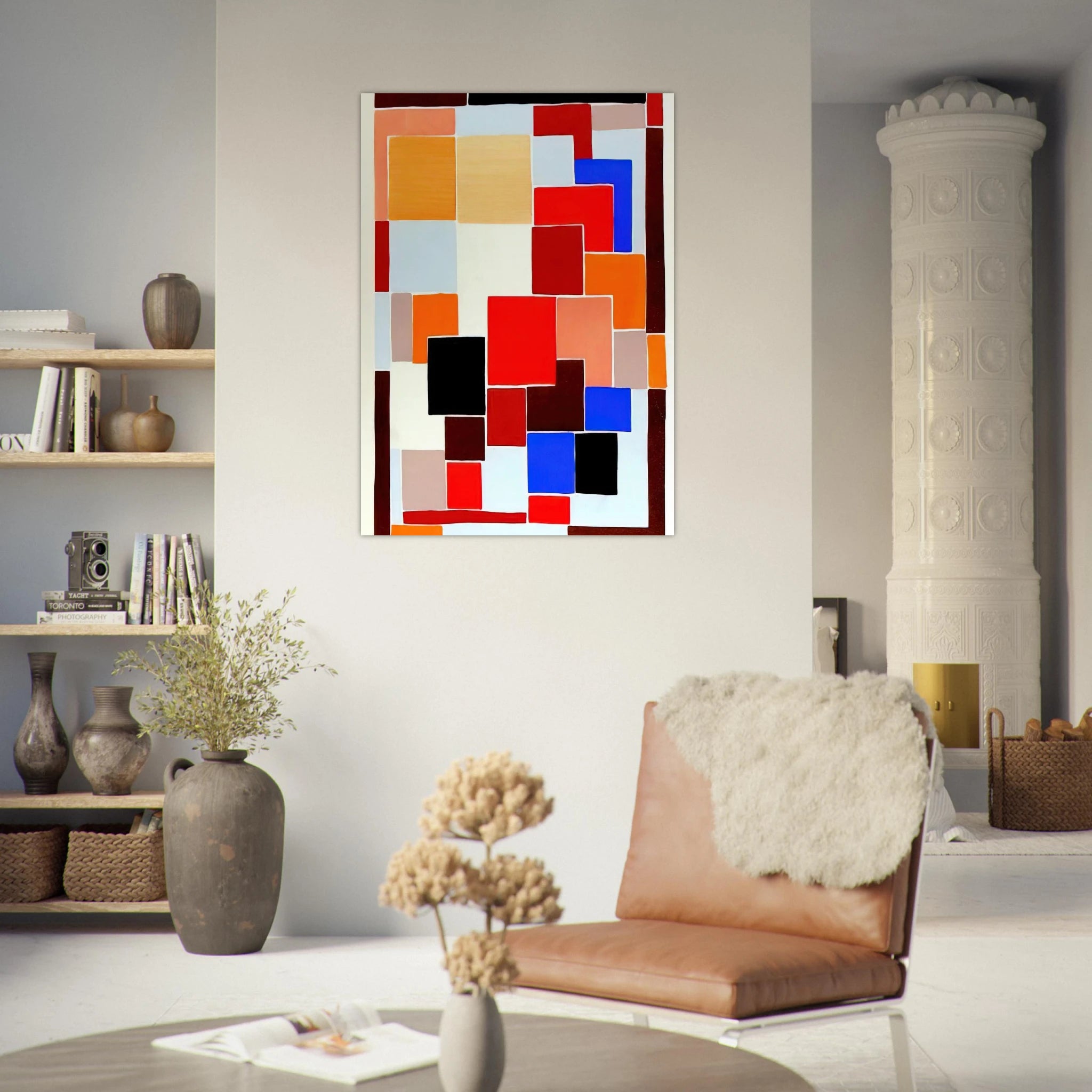 DESIGN IN THE STYLE OF MONDRIAN POSSIBLY FOR A RUG FROM COMPOSITIONS COLOURS IDEAS 1931 - Sonia Delaunay Art Print - A0 (84.1 x 118.9  cm) / 33.1 × 46.8 inches | Sonia Delaunay Poster | Sonia Delaunay Prints