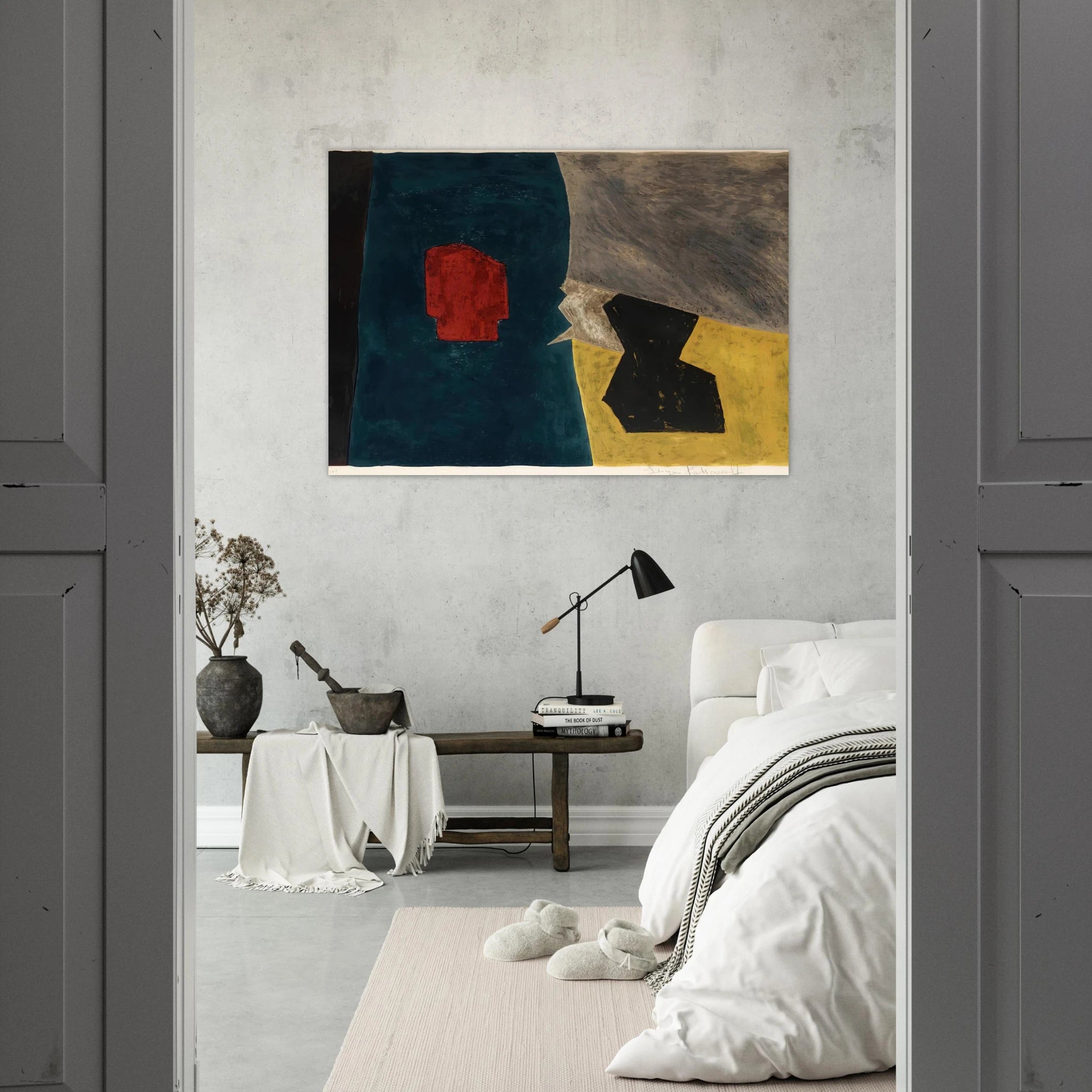 Composition bleue, jaune et grise - 1958 - Serge Poliakoff Art Print - A0 (84.1 x 118.9  cm) / 33.1 × 46.8 inches | Serge Poliakoff Poster | Serge Poliakoff Prints