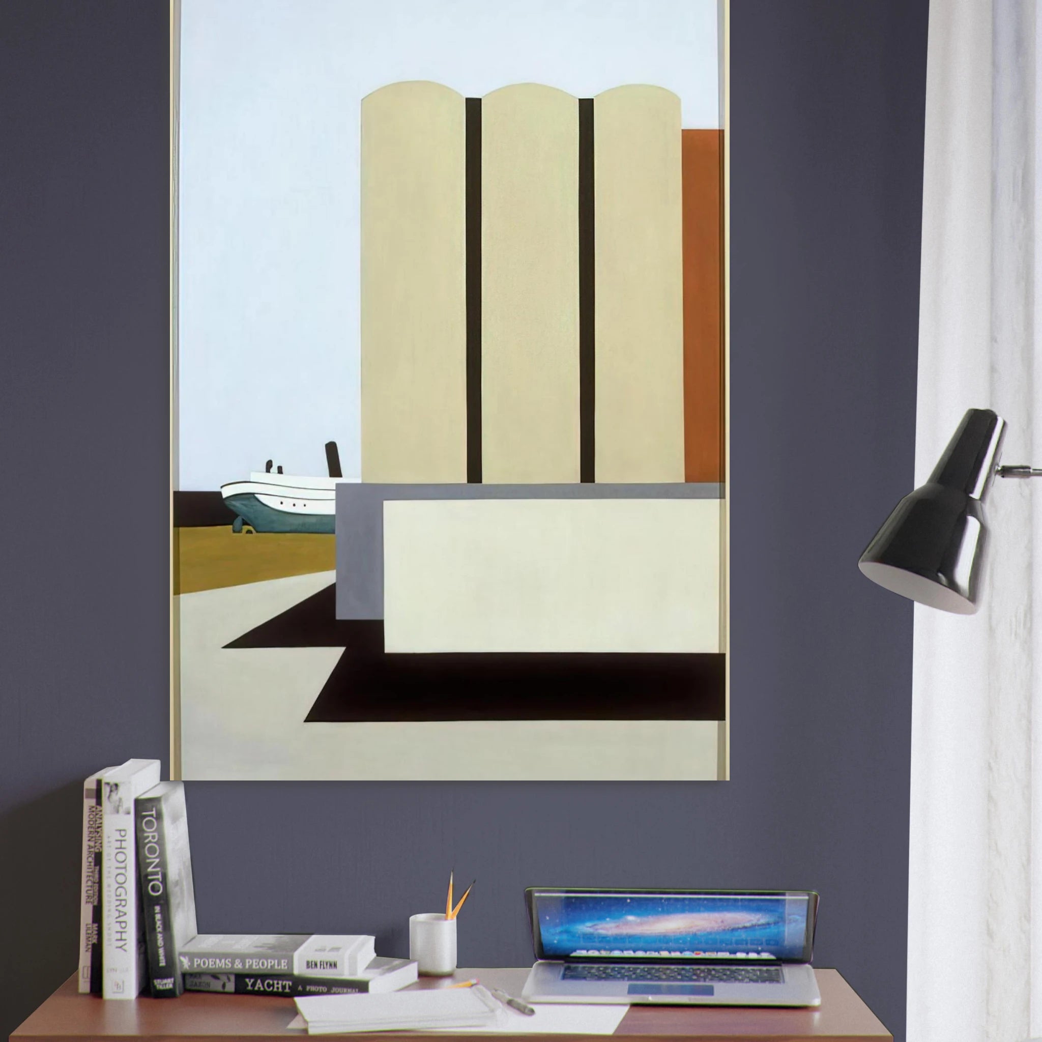 Boat and Grain Elevators No. 2 - 1942 - Ralston Crawford Art Print - A0 (84.1 x 118.9  cm) / 33.1 × 46.8 inches | Ralston Crawford Poster | Ralston Crawford Prints