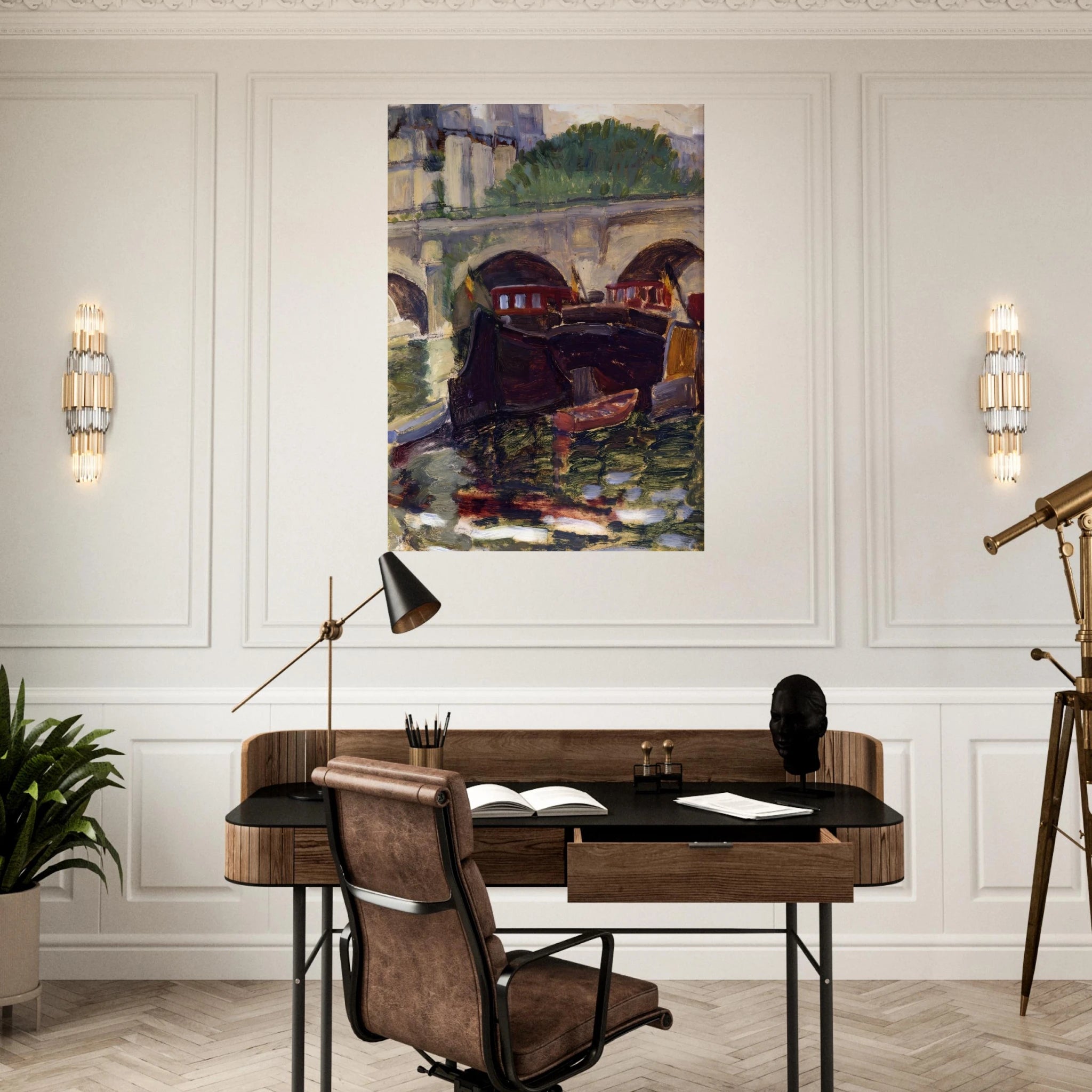 Barges - Henri-Edmond Cross Art Print - A0 (84.1 x 118.9  cm) / 33.1 × 46.8 inches | Henri-Edmond Cross Poster | Henri-Edmond Cross Prints