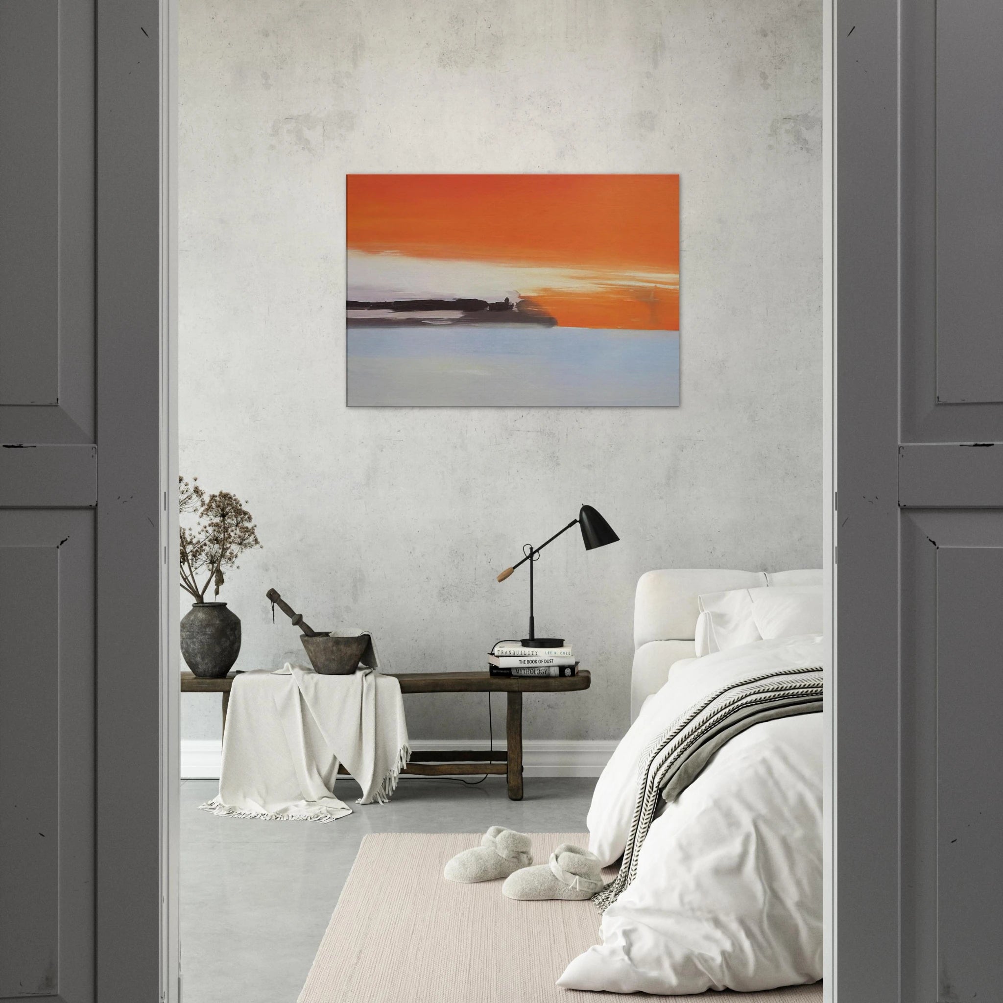 Chemin de fer au bord de la mer, soleil couchant - 1955 - Nicolas de Stael Canvas - 70x100 cm / 28x40 inches | Nicolas de Stael Wrapped Canvas | Nicolas de Stael Wall Art