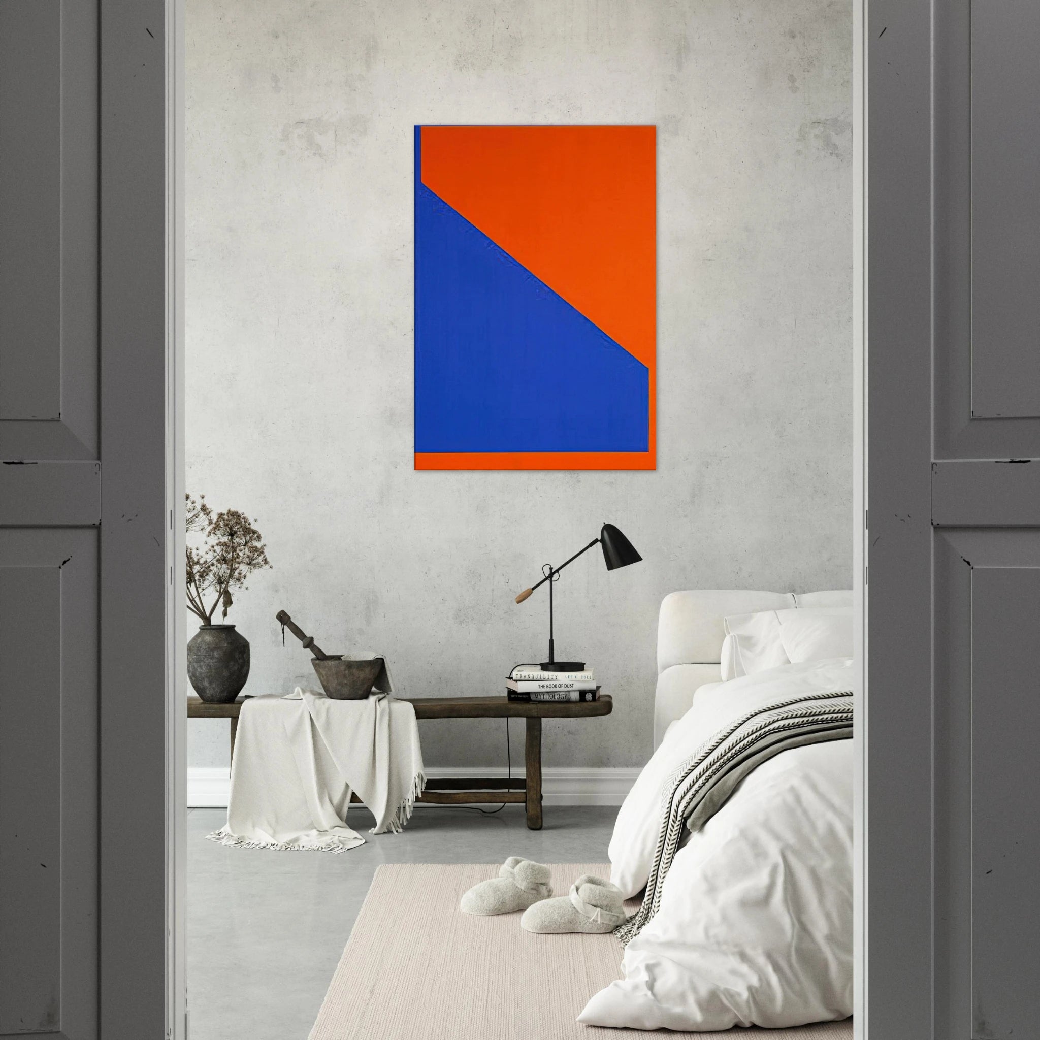 Blue with Orange - 1984 - Carmen Herrera Canvas - 70x100 cm / 28x40 inches | Carmen Herrera Wrapped Canvas | Carmen Herrera Wall Art