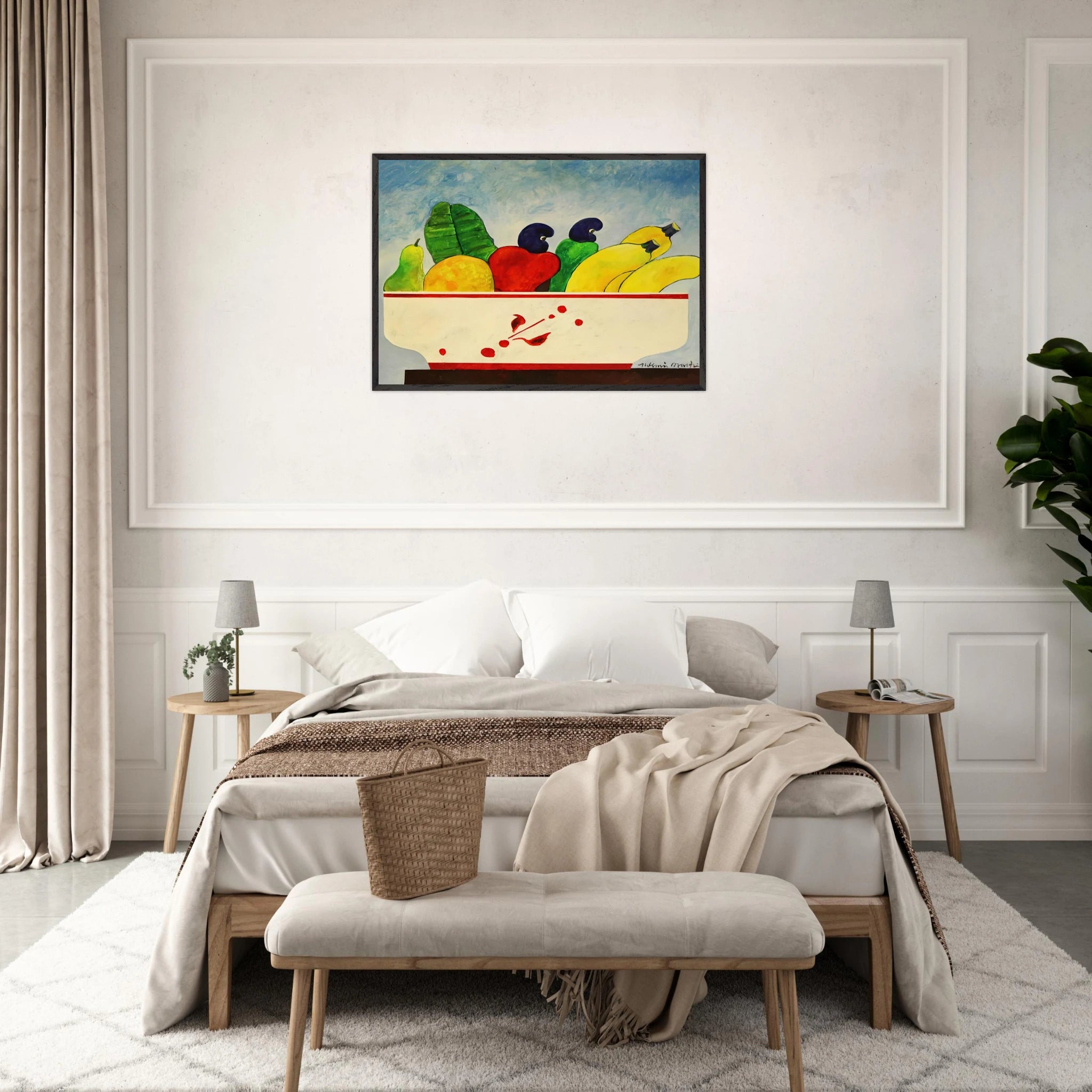 Cesta Com Frutas - 1998 - Aldemir Martins Framed Art Print - 70x100 cm / 28x40 inches | Aldemir Martins Framed Poster | Aldemir Martins Framed prints