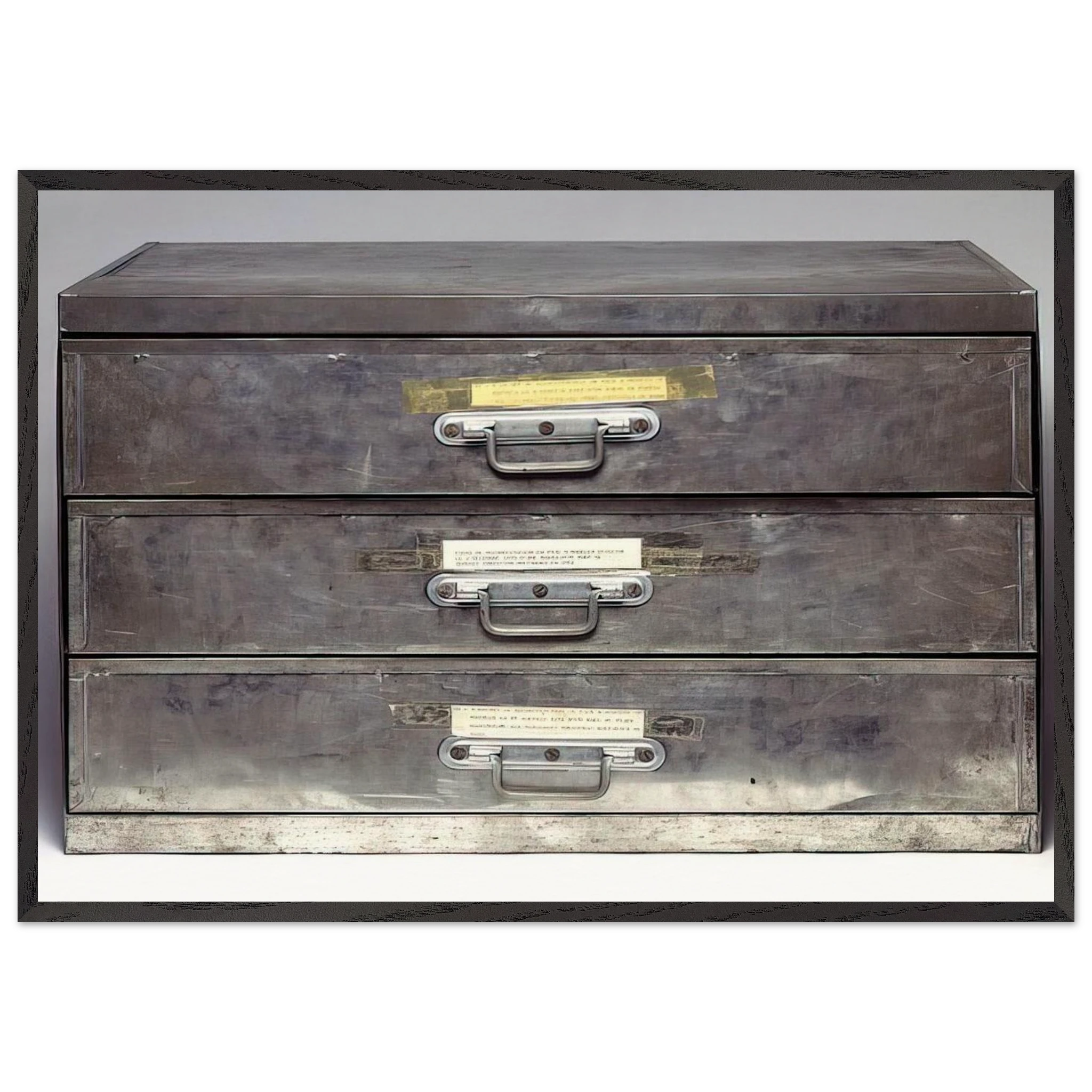 ATTEMPT AT RECREATION THREE DRAWERS 1971 - Christian Boltanski Framed Art Print - 70x100 cm / 28x40 inches | Christian Boltanski Framed Poster | Christian Boltanski Framed prints