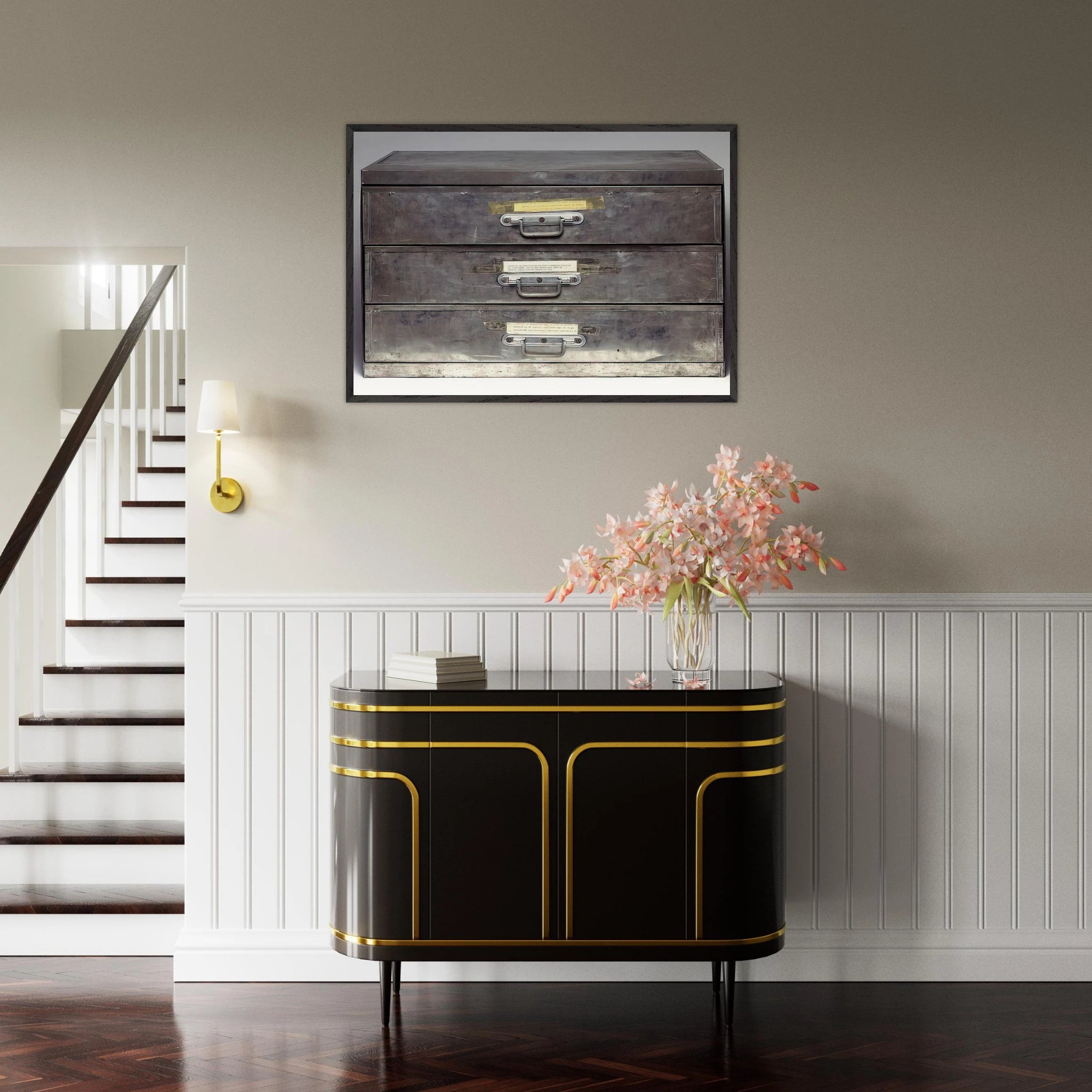 ATTEMPT AT RECREATION THREE DRAWERS 1971 - Christian Boltanski Framed Art Print - 70x100 cm / 28x40 inches | Christian Boltanski Framed Poster | Christian Boltanski Framed prints